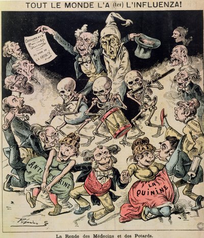 Caricature of the influenza epidemic of 1820, c.1889 by Pepin